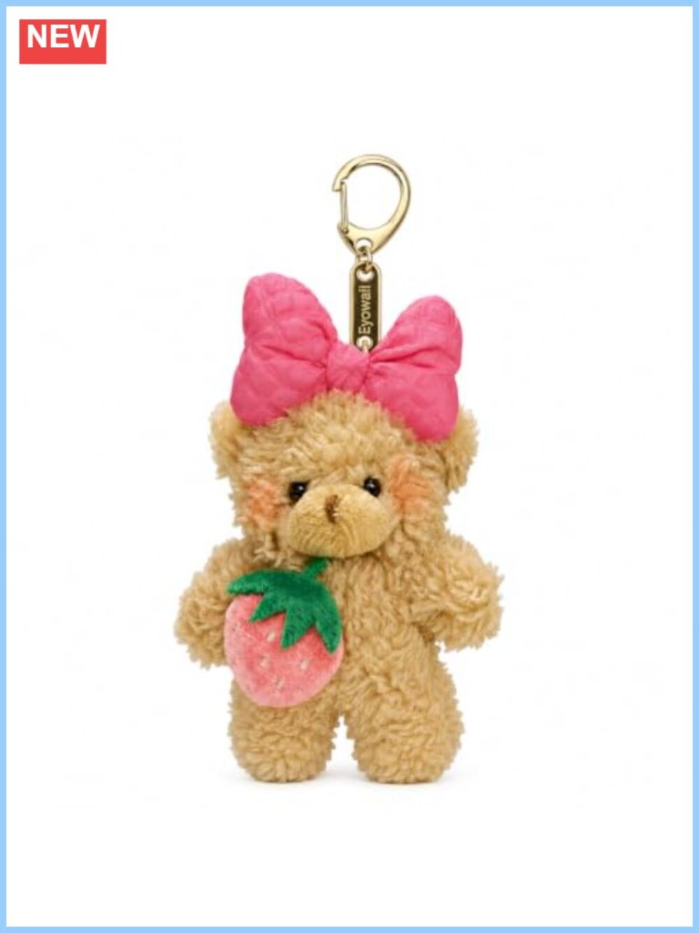 Plush Teddy Bear Keychain Bag Charm with Bow 5.9in Purse Keyring